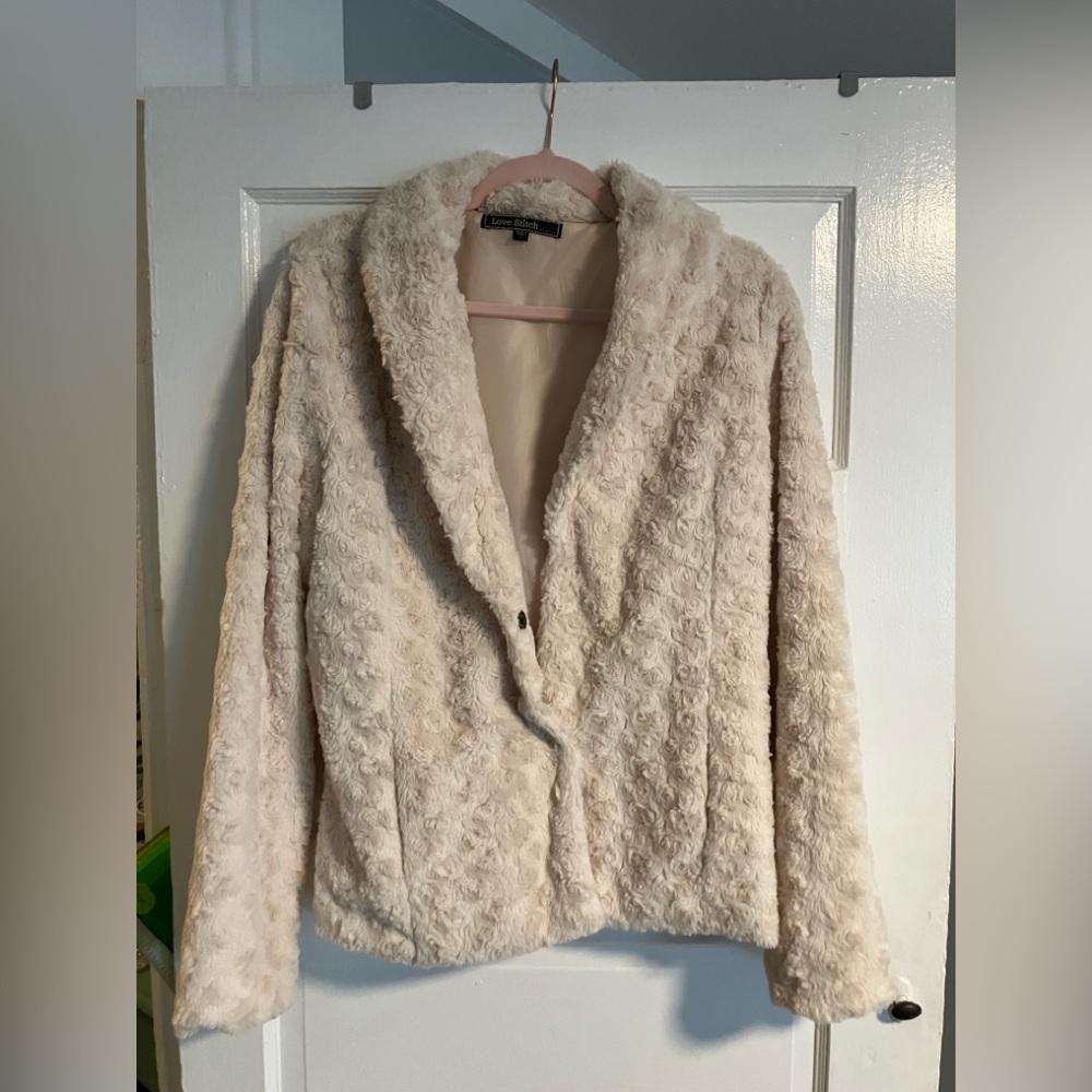 Love Stitch Plush Cream Jacket